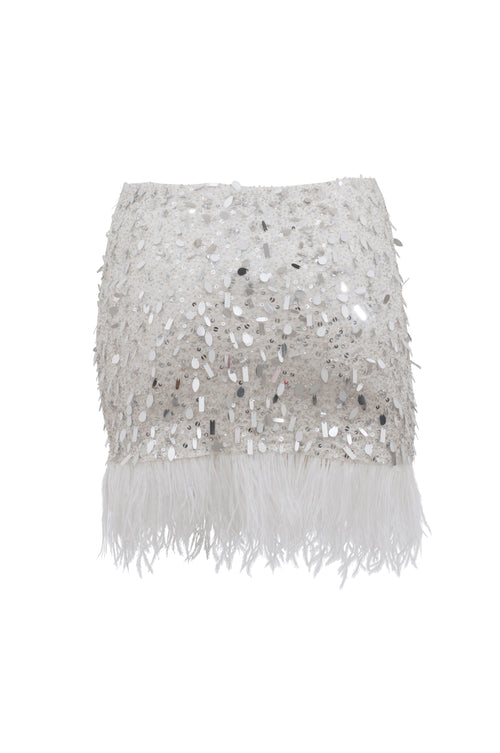 Flirty Plumes Skirt Off White