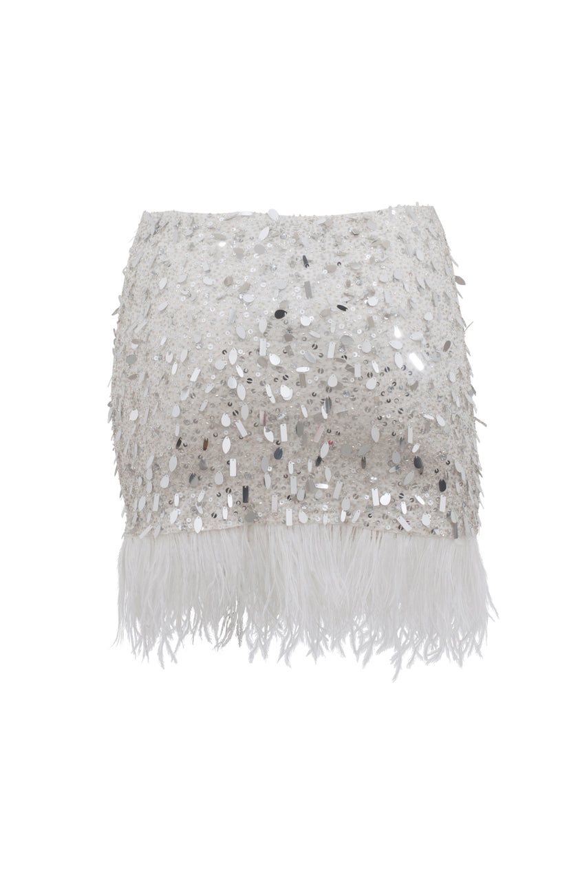 Flirty Plumes Skirt Off White