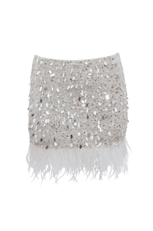 Flirty Plumes Skirt Off White