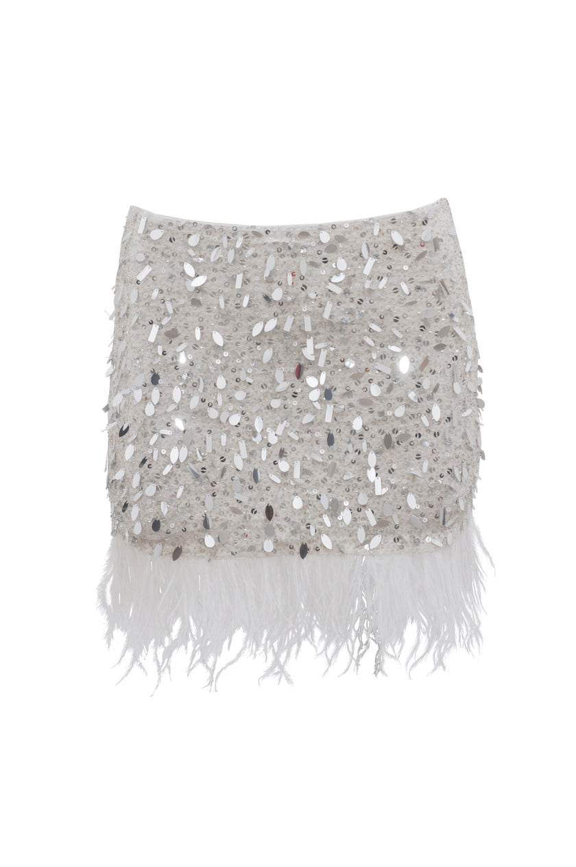 Flirty Plumes Skirt Off White