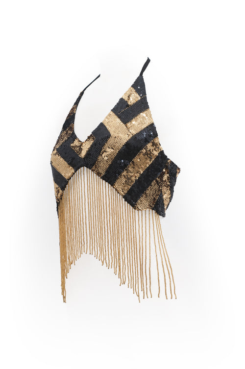 Gatzby Fringed Top black