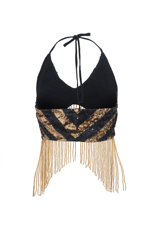 Gatzby Fringed Top black