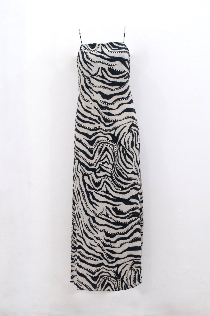 Zebra silk maxi dress