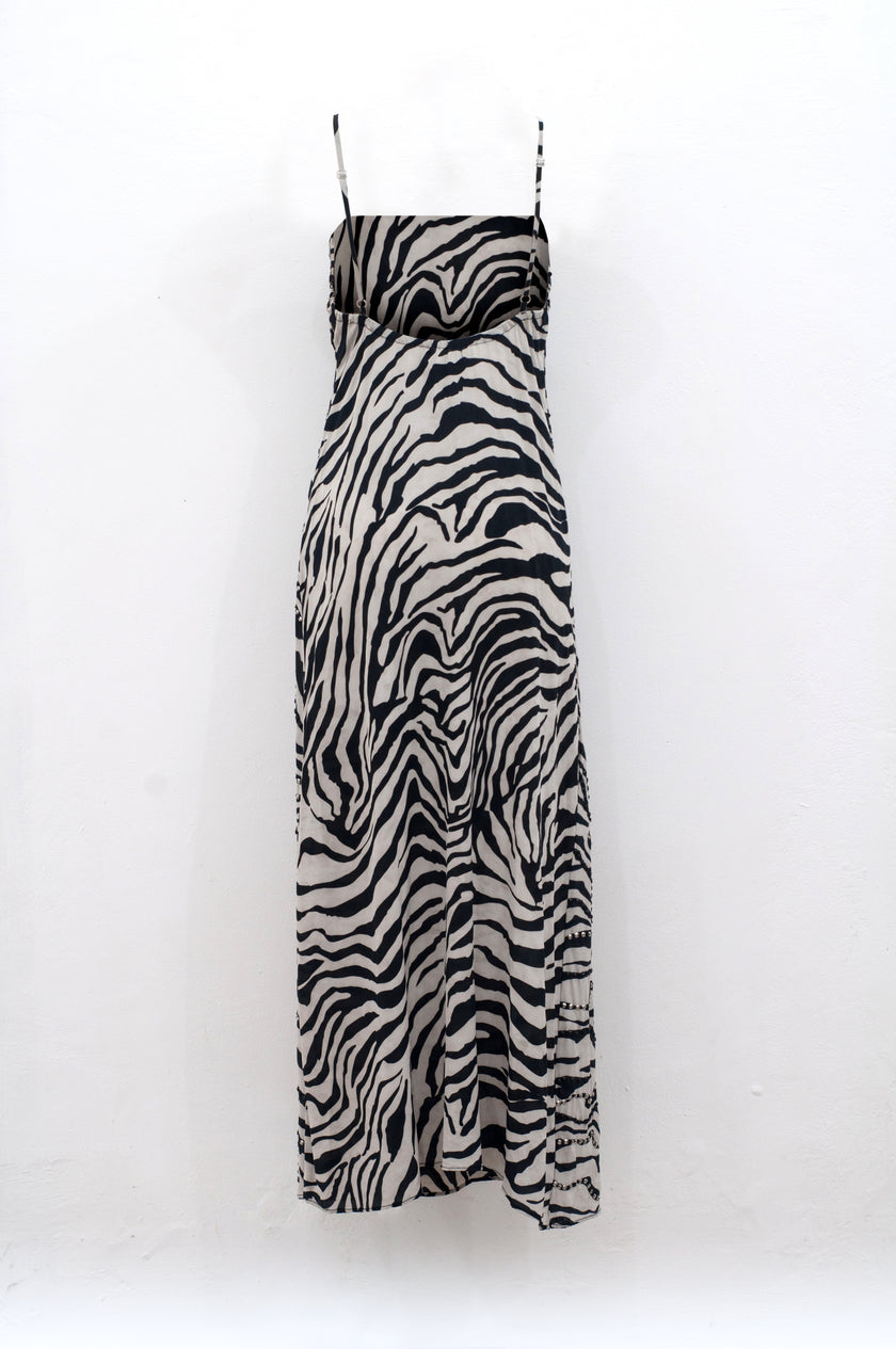 Zebra silk maxi dress