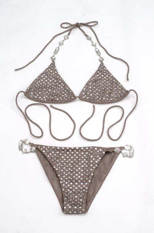 Bikini Chain Crystal taupe