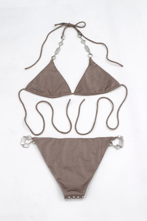 Bikini Chain Crystal taupe