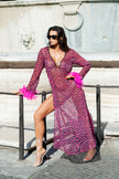 Tunic rings with feather in leo fuchsia