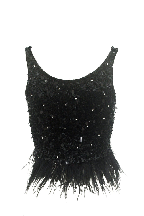 Flirty Plumes Black Top