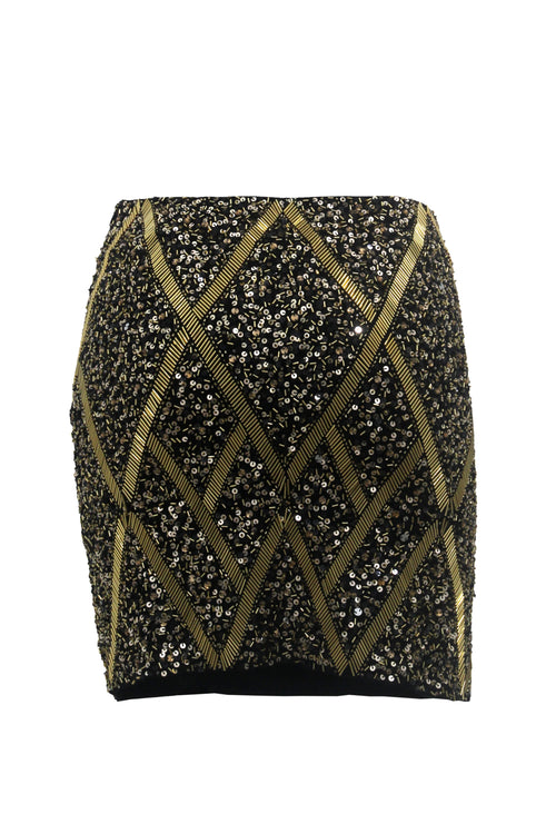 Skirt and Top Diamond black gold