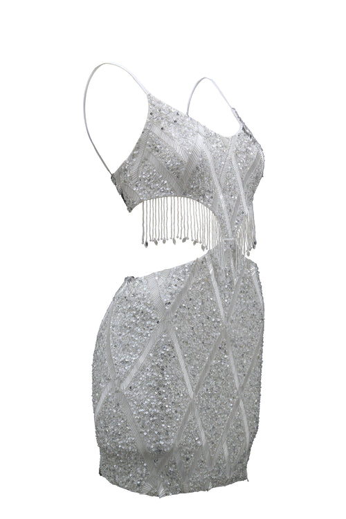 Diamond white cut out dress