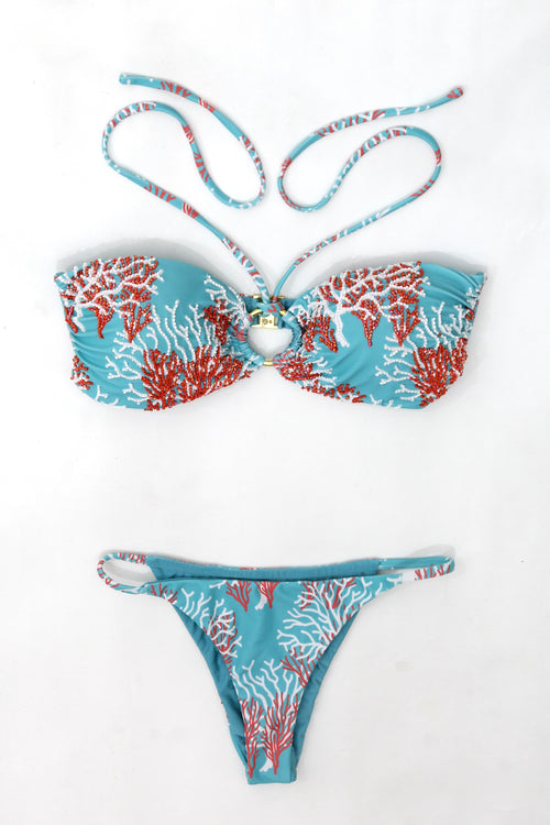 Bikini Bandeau Coral Blue