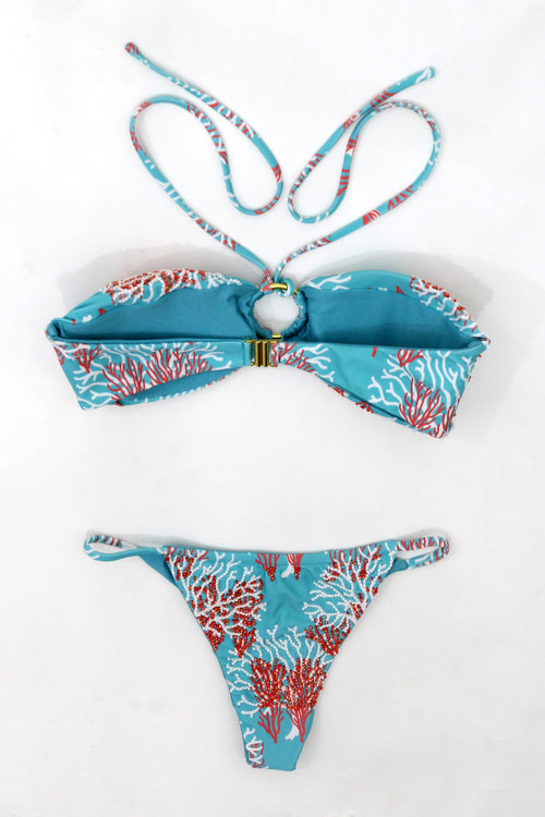 Bikini Bandeau Coral Blue