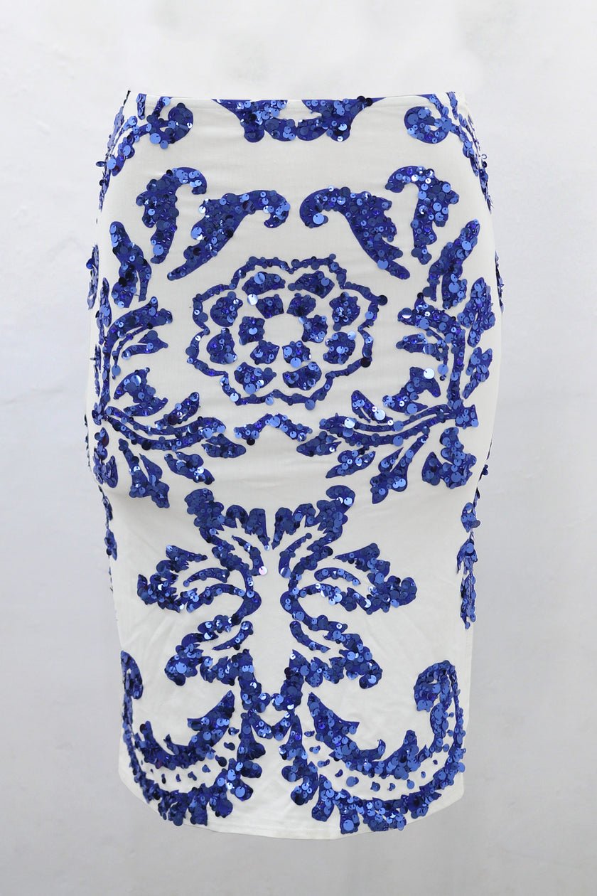 Skirt Floral white-saphire