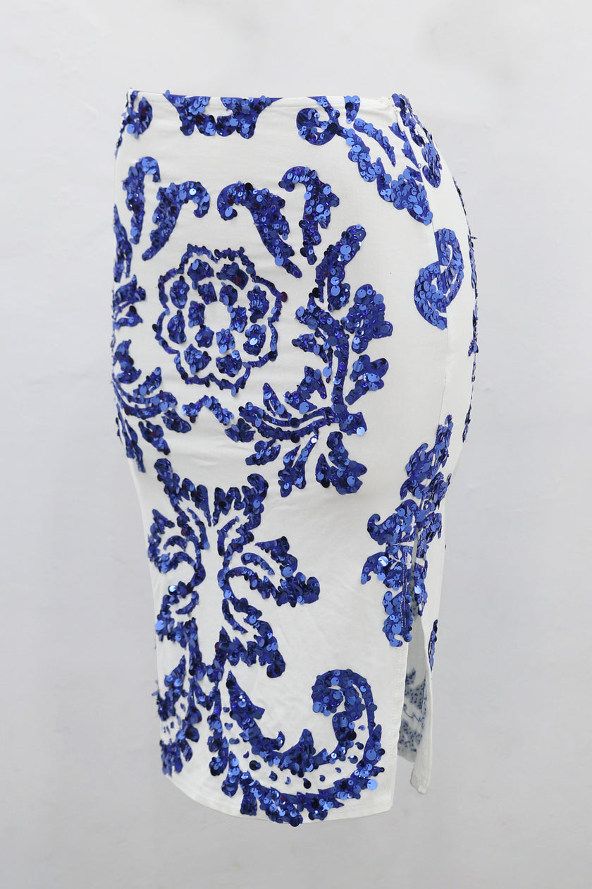 Skirt Floral white-saphire