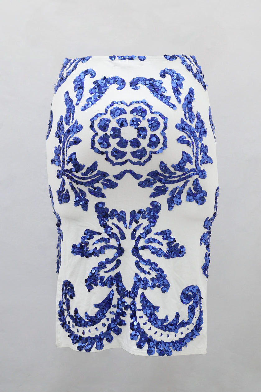 Skirt Floral white-saphire