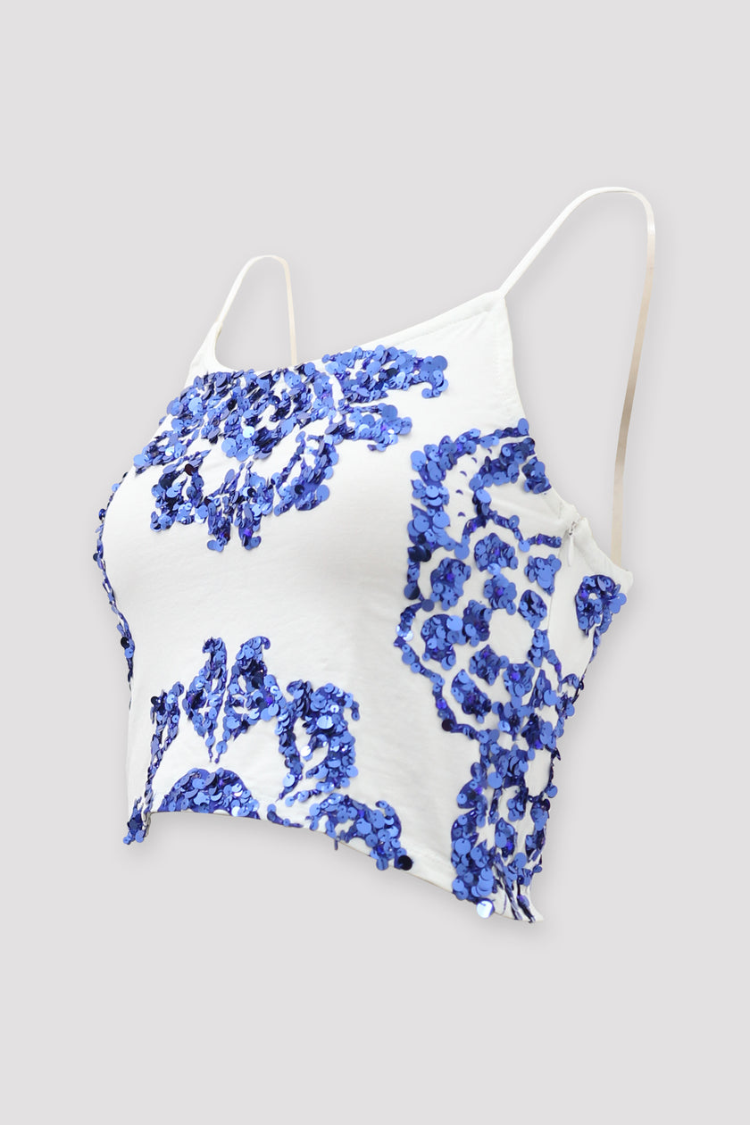 Top Floral white-saphire