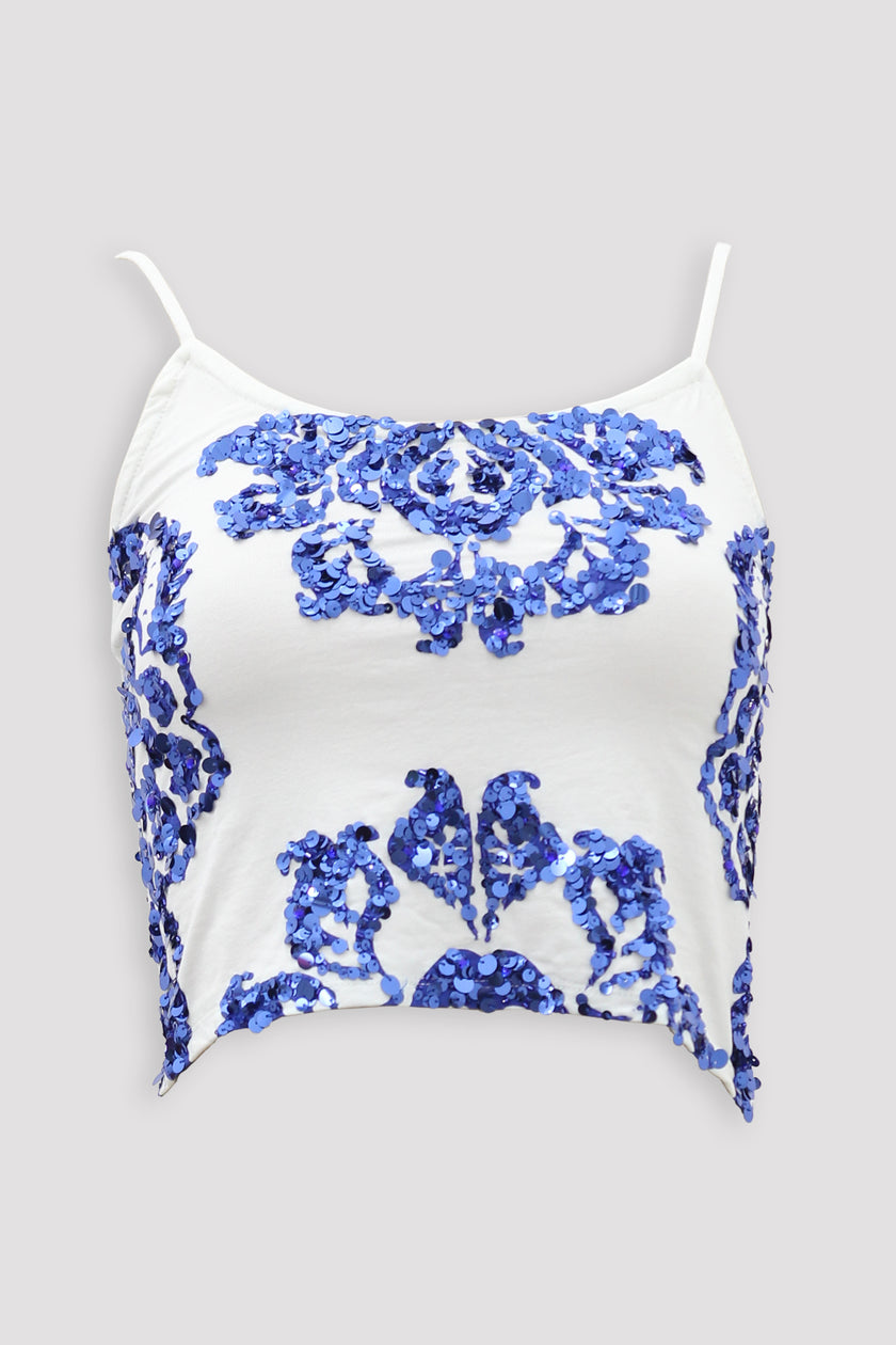 Top Floral white-saphire
