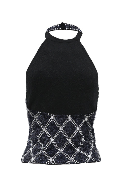 Top Halter Glam black