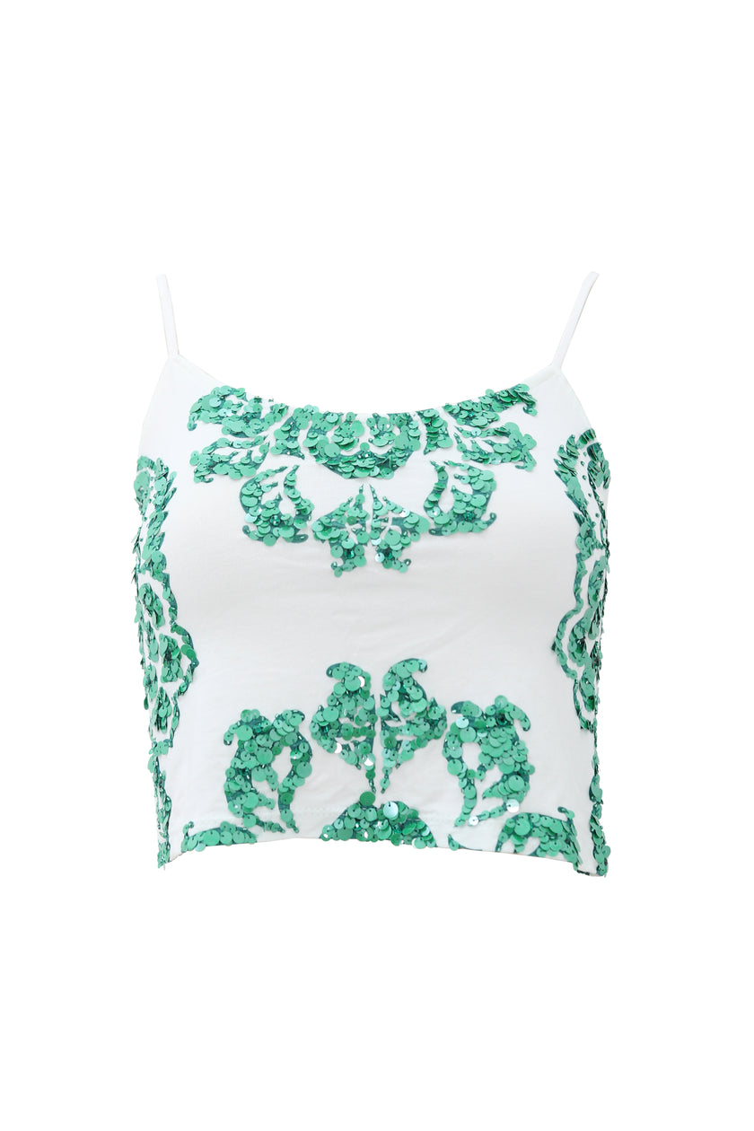 Top Floral white-green