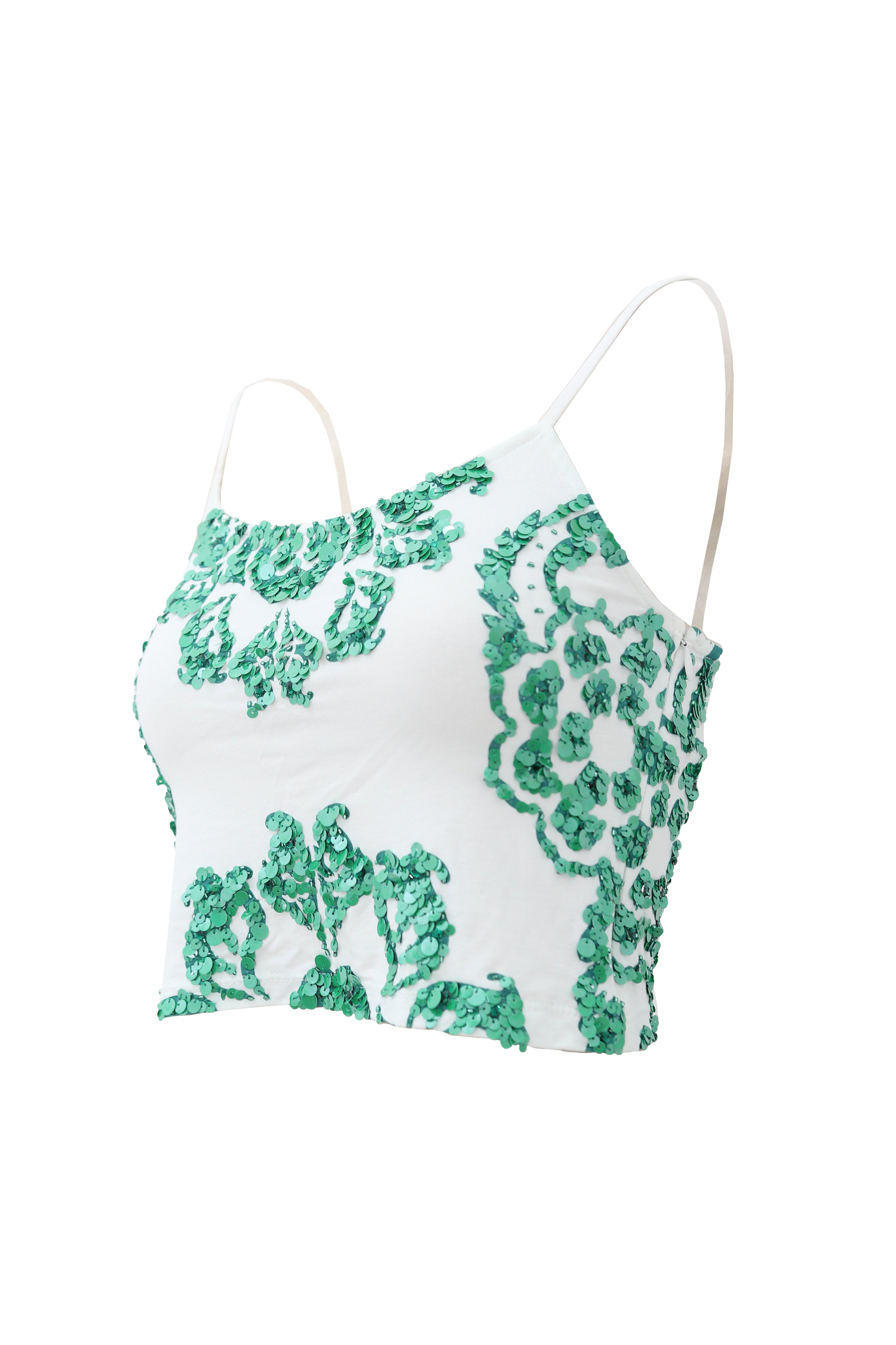 Top Floral white-green