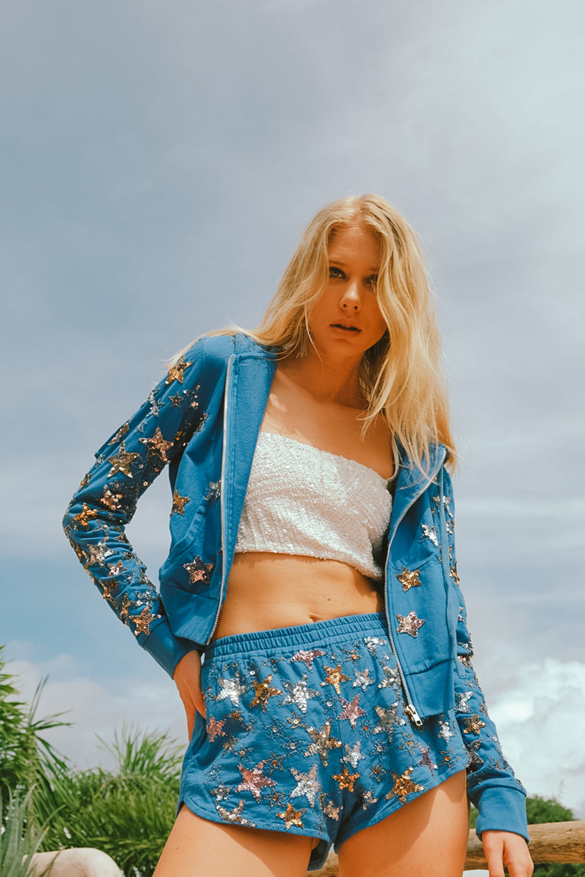Jacket terry stars blue