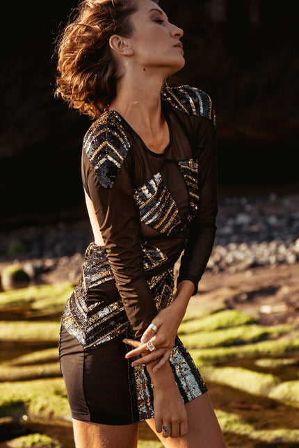 Dress Athena Net Long Sleeves