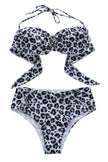Bikini Eyelet White Animal Print
