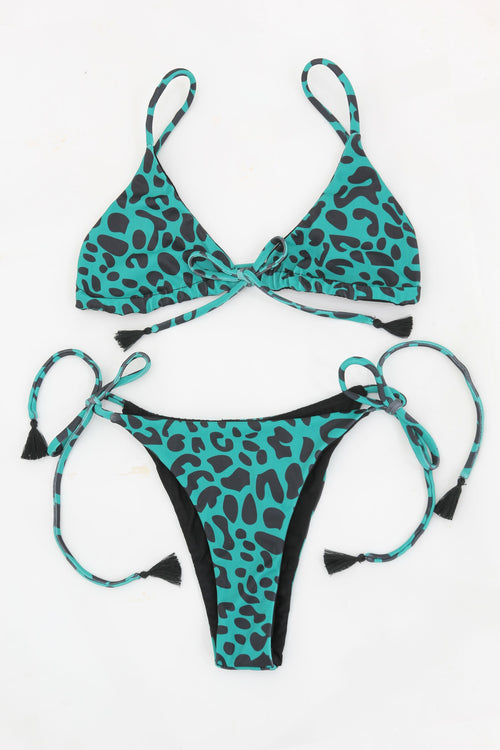 Bikini Green Animal Print