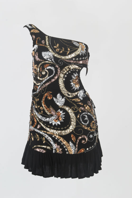 Dress One Shoulder Paisley