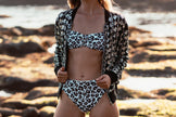 Bikini Eyelet White Animal Print